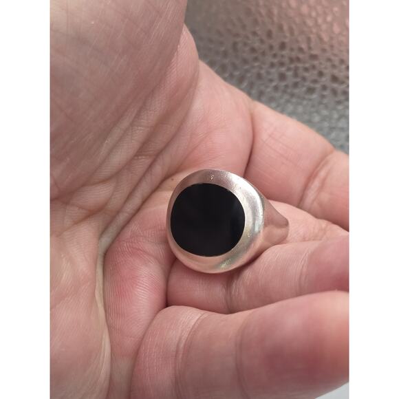 MODERNIST ROBERT LEE MORRIS STERLING SILVER ONYX BLACK RING SIZE 7 - Picture 10 of 16
